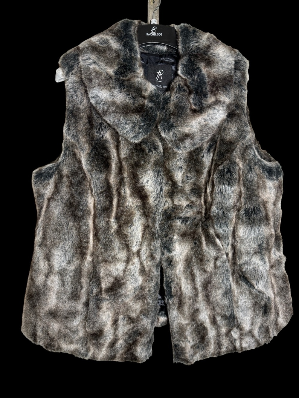 Rachel Zoe Faux Fur Vest in Gray Brown Tones